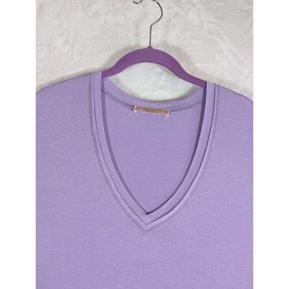 Veronica M Anthropologie Womens Solid Lilac Wide VNeck Spandex/Rayon Top Size M - Picture 5 of 9